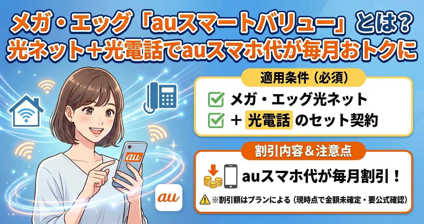メガ・エッグ「auスマートバリュー」とは？光ネット＋光電話でauスマホ代が毎月おトクに