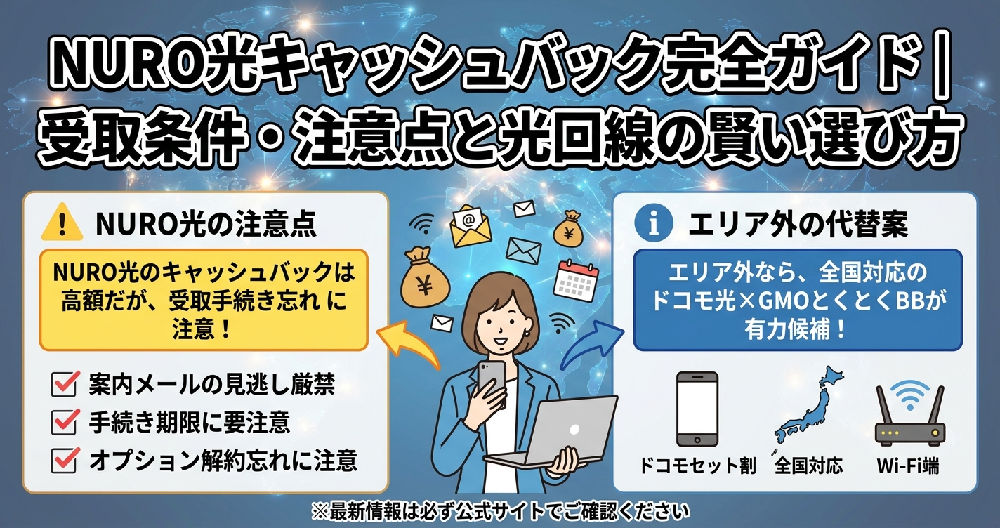 NURO光キャッシュバック完全ガイド｜受取条件・注意点と光回線の賢い選び方