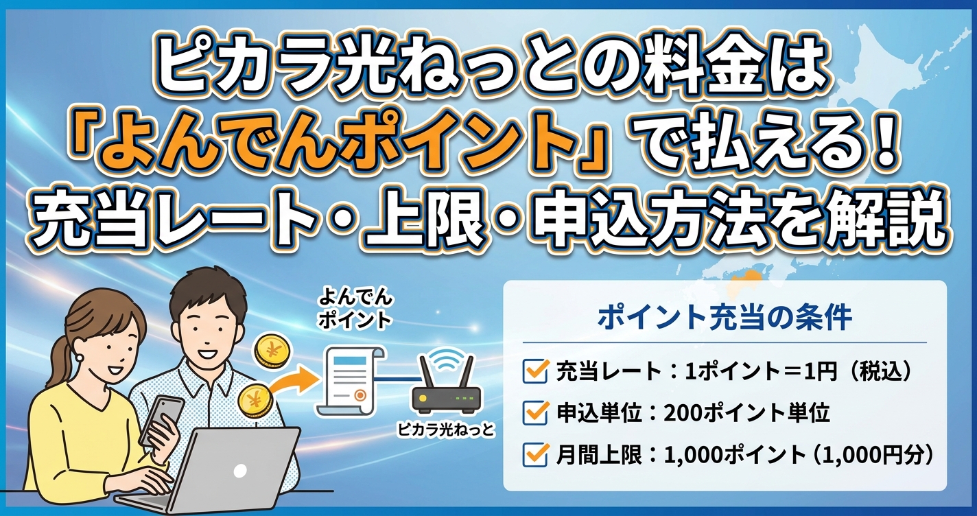 ピカラ光ねっとの料金は「よんでんポイント」で払える！充当レート・上限・申込方法を解説