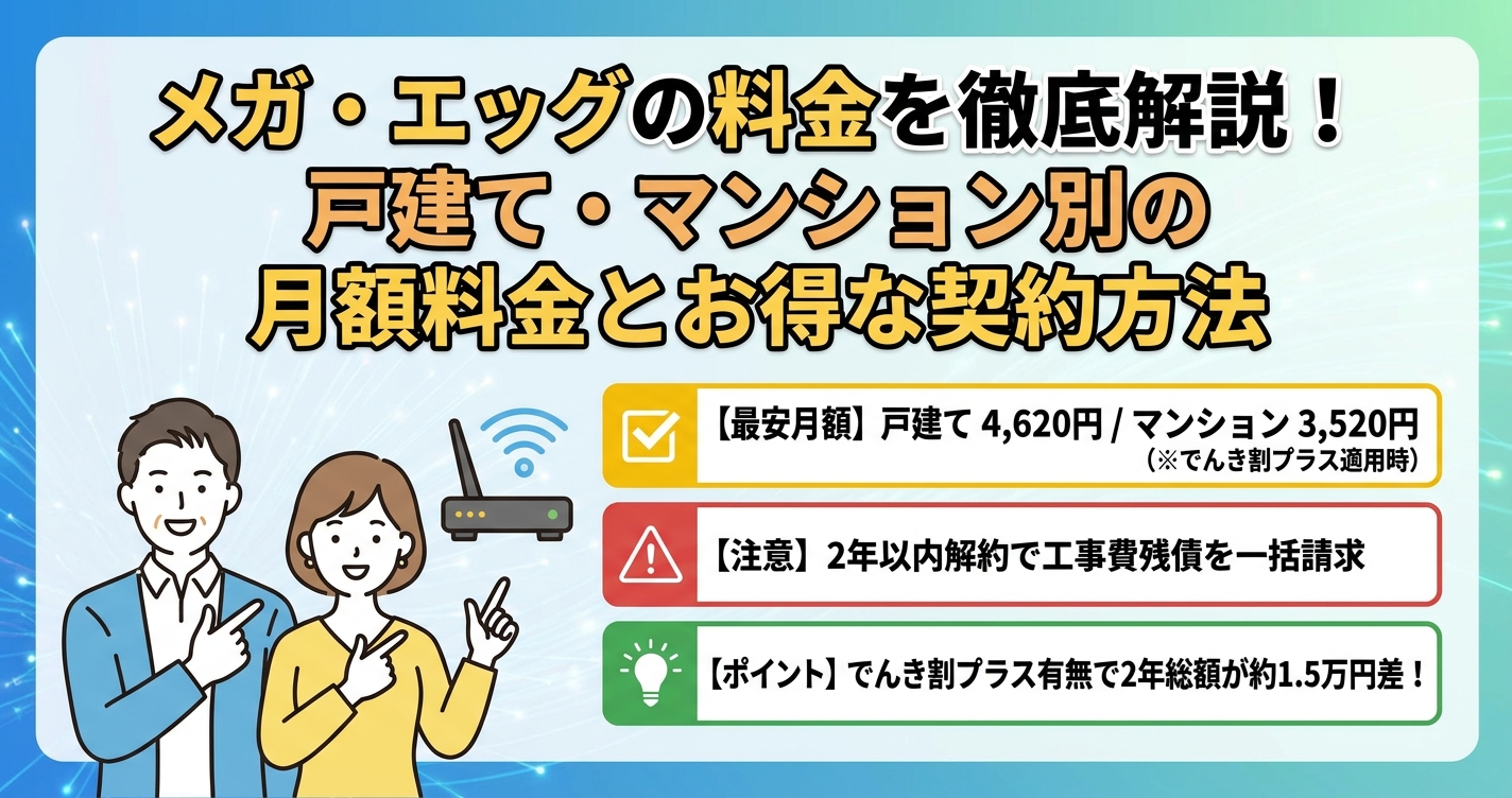 メガ・エッグの料金を徹底解説！戸建て・マンション別の月額料金とお得な契約方法