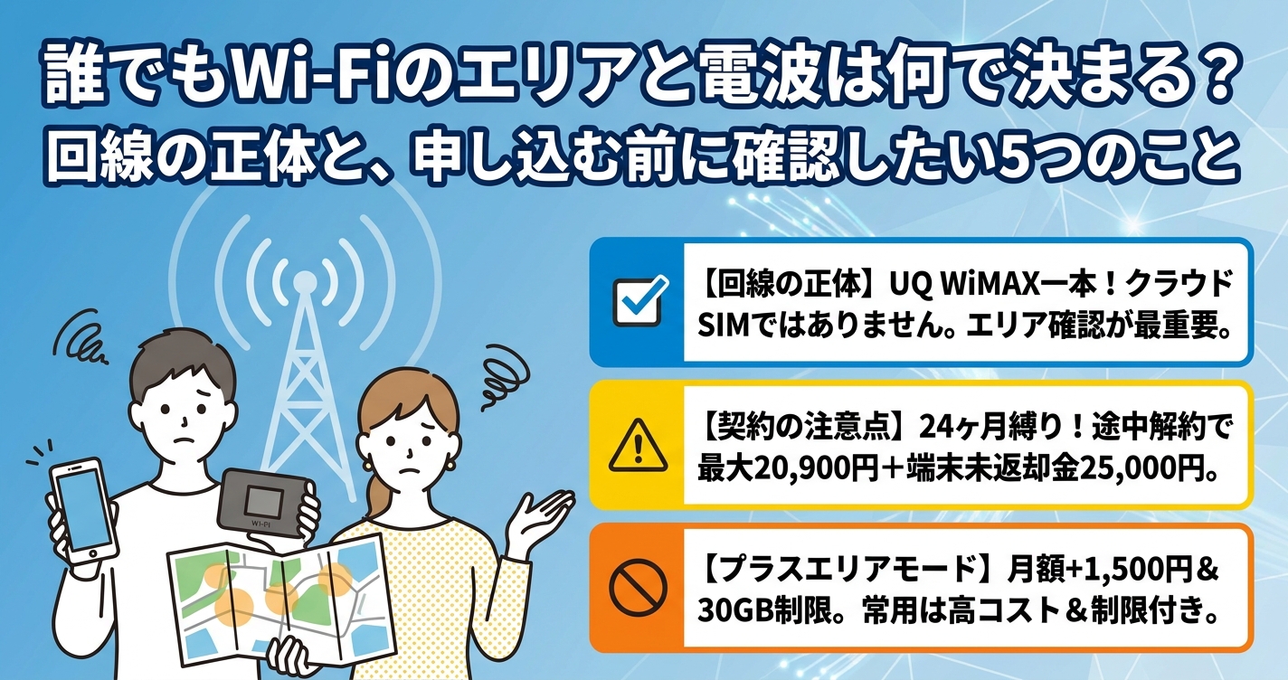 誰でもWi-Fiのエリアと電波は何で決まる？回線の正体と、申し込む前に確認したい5つのこと