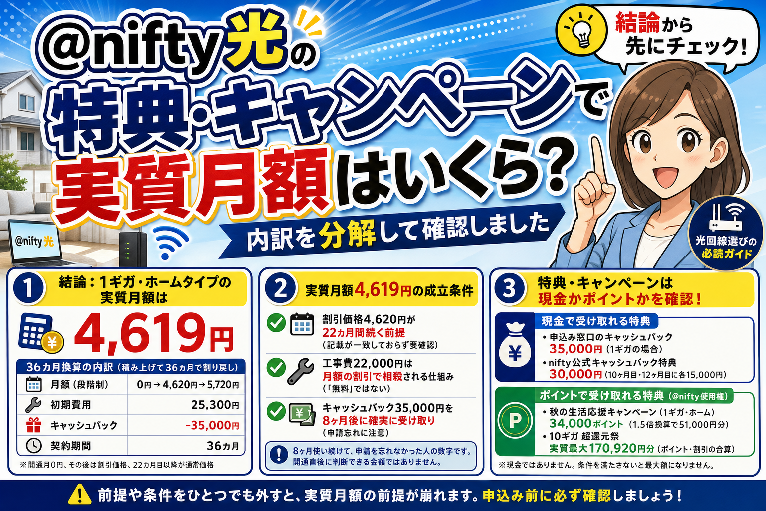 @nifty光の特典・キャンペーンで実質月額はいくら？内訳を分解して確認しました